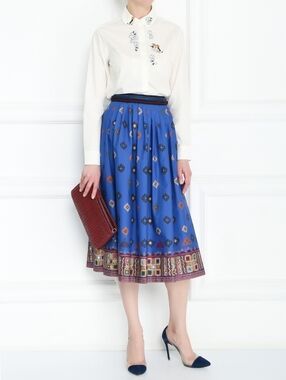 Weekend Max Mara Patterned cotton Midi Skirt